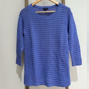 Talbots Purple Crew Neck 3/4 Sleeve Sweater Open Knit Grannycore Women XS NWT
